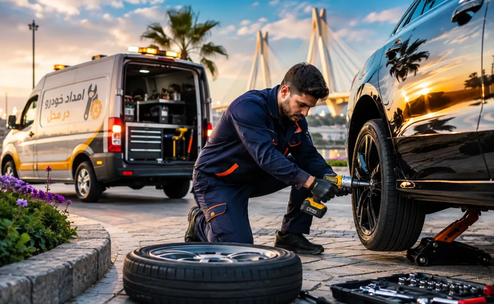 تعویض لاستیک در محل تبریز