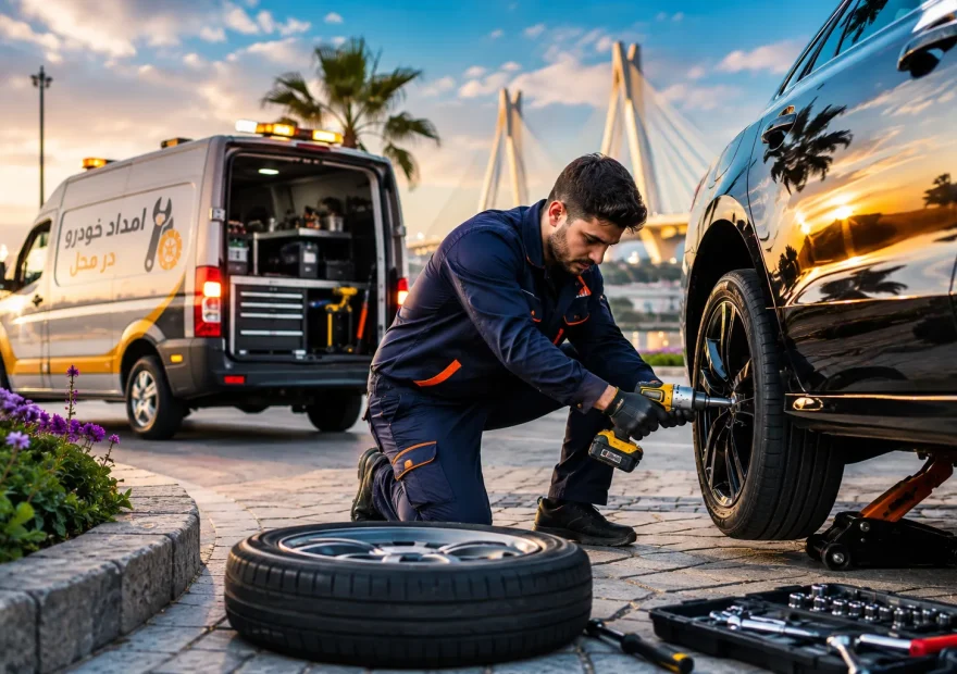 تعویض لاستیک در محل تبریز