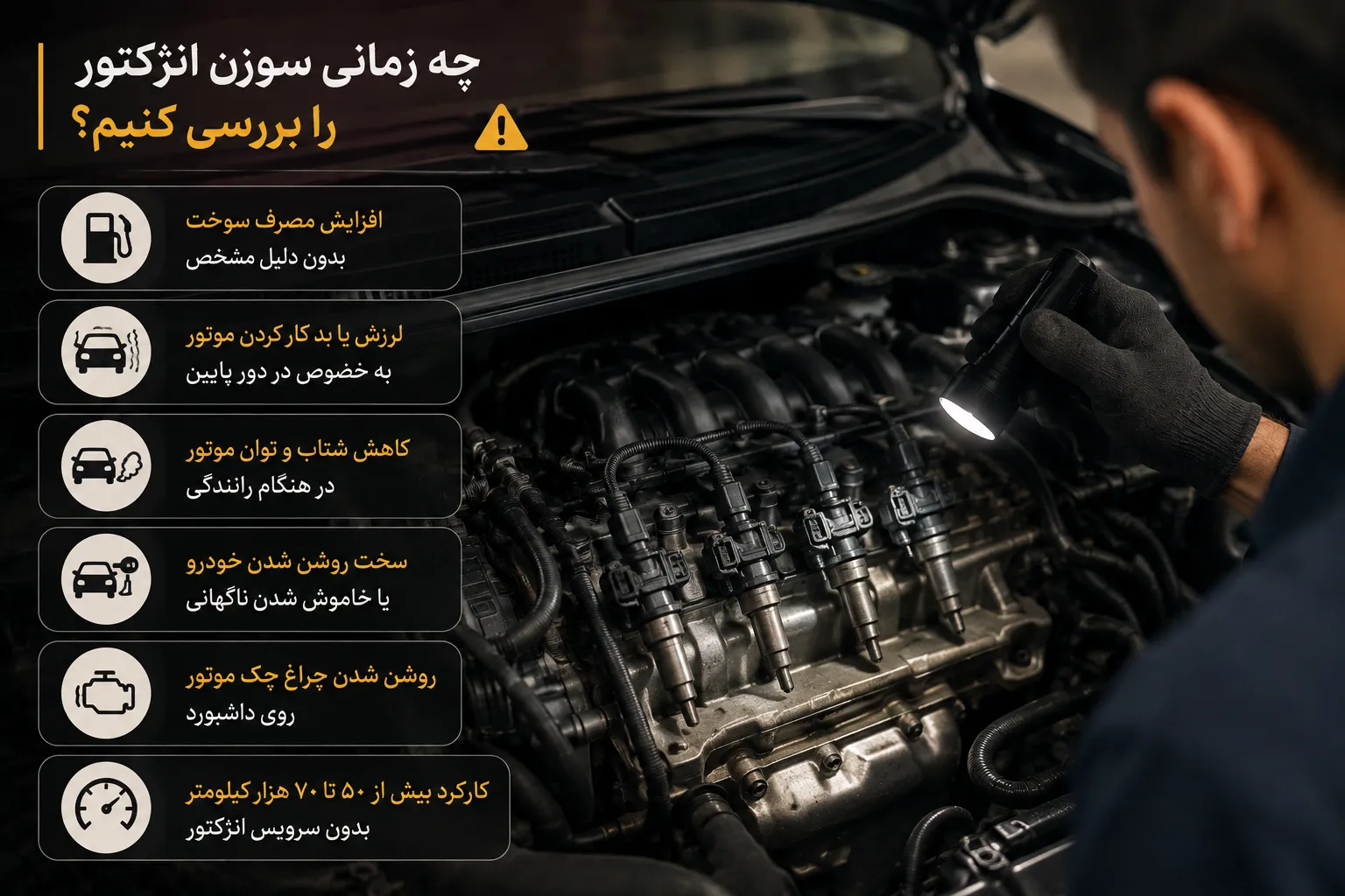 زمان درست بررسی سوزن انژکتور